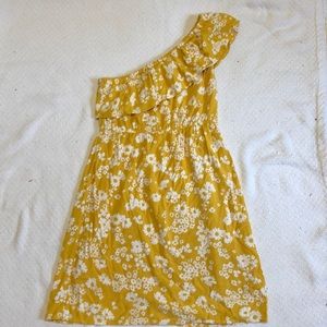 Old Navy yellow floral one shoulder dress